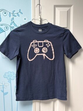 Wonder Nation Navy T-Shirt with Cream Game Controller Graphic Kids XL ( 14-16) !
